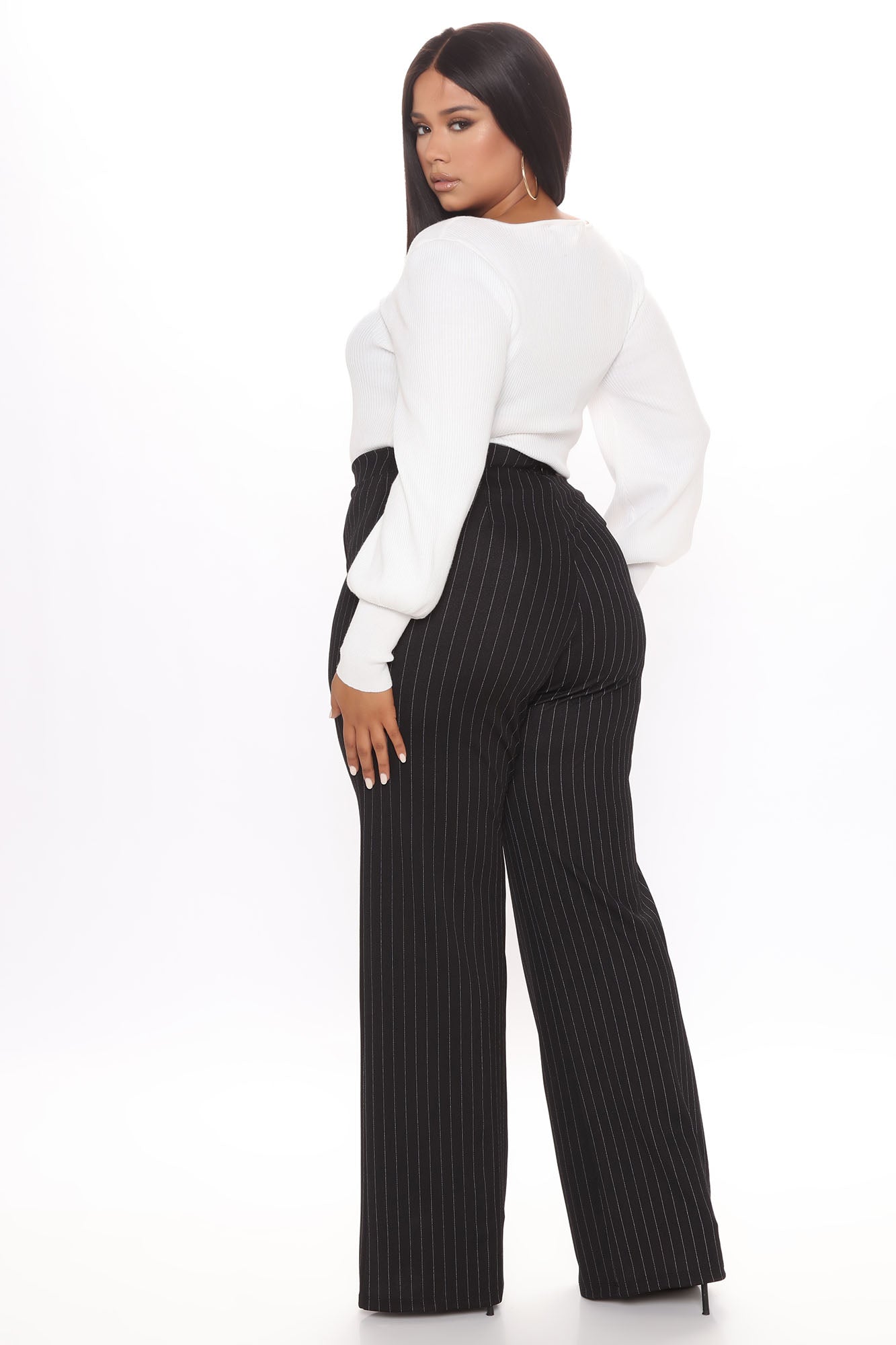 Pinstripe High Waisted Dress Pants