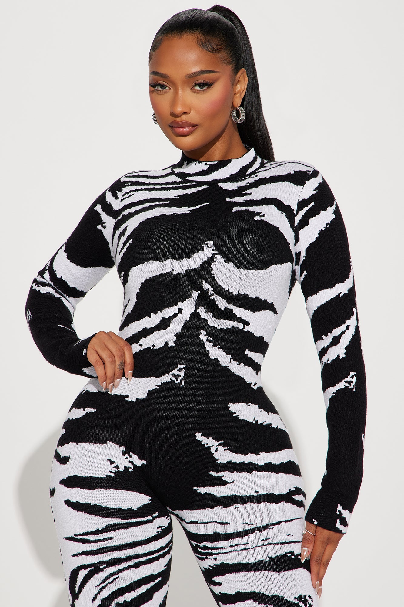 Sweater Jumpsuit - Black/White