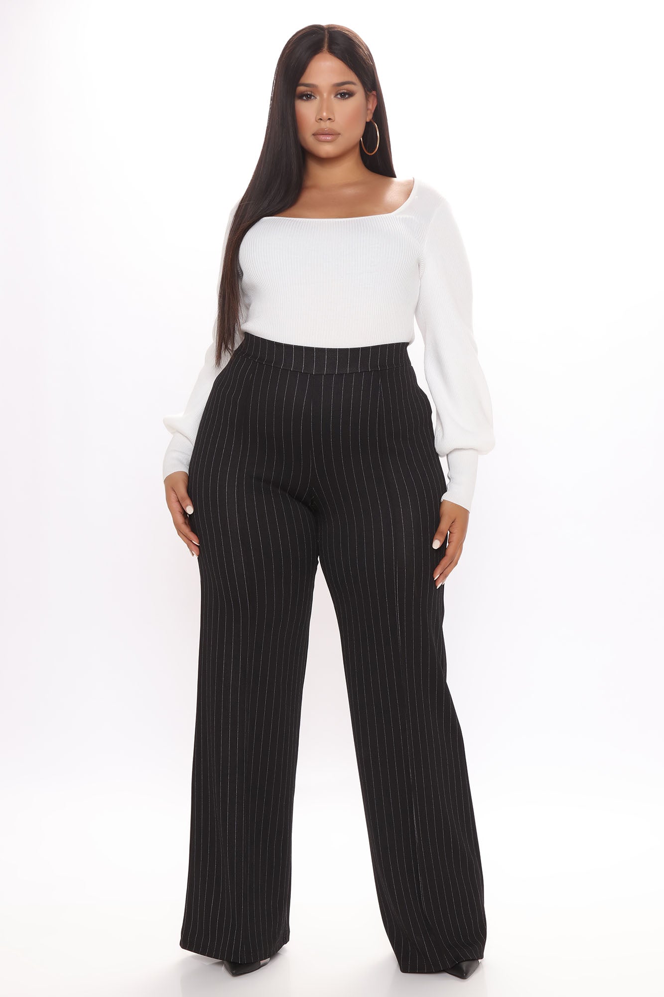 Pinstripe High Waisted Dress Pants