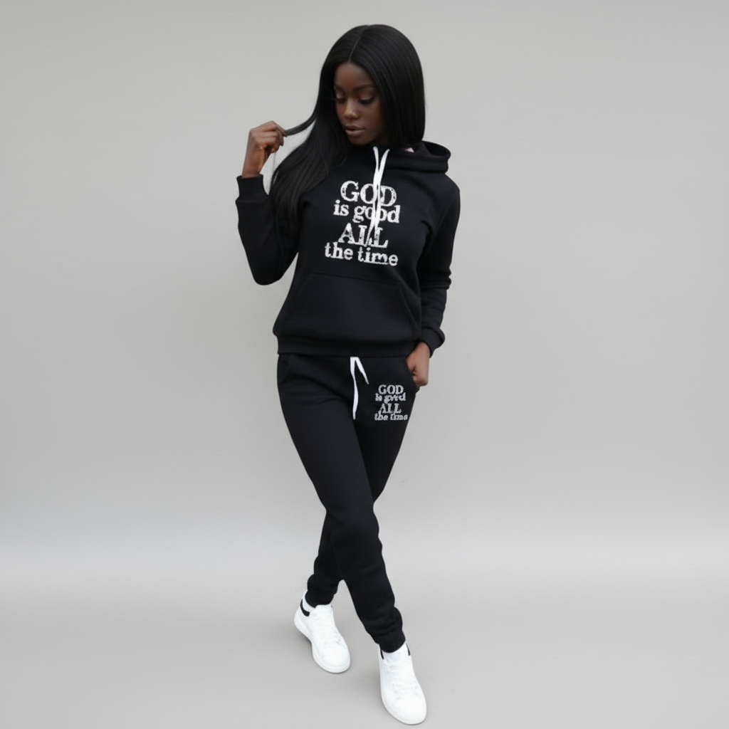 GOD IS GOOD ALL THE TIME Print Sweatshirt Hoodie Pants