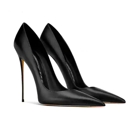 Genuine Leather Stiletto High Heels Pointed Toe